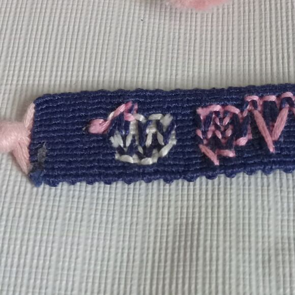 Handmade One Size Blue & Pink Adjustable Sliding Knot Cute Skull Design Bracelet - Picture 7 of 8